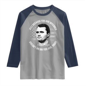 Charlie Kirk Raglan Shirt Free Speech Retro USA Flag TS10 Sport Gray Navy Print Your Wear