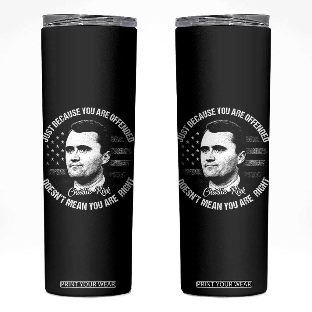 Charlie Kirk Skinny Tumbler Free Speech Retro USA Flag TS10 Black Print Your Wear