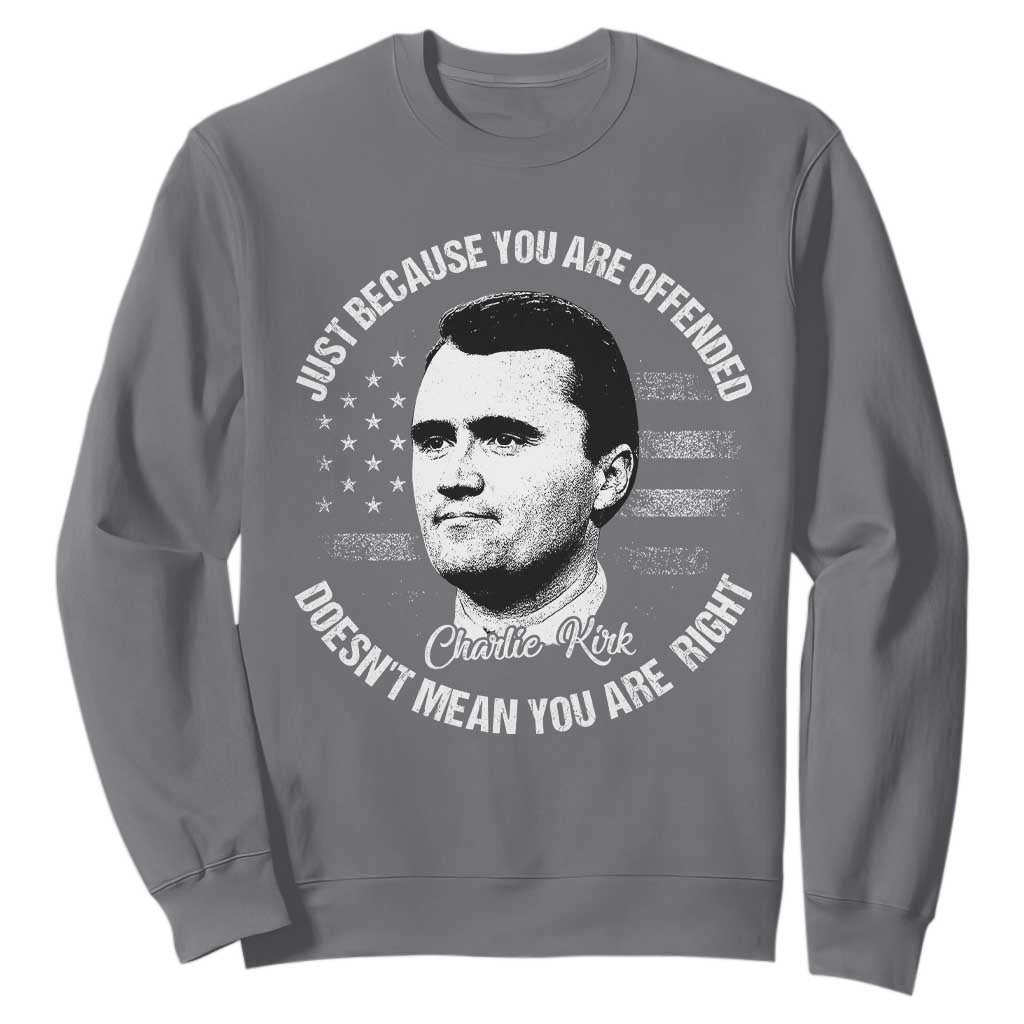 Charlie Kirk Sweatshirt Free Speech Retro USA Flag TS10 Charcoal Print Your Wear