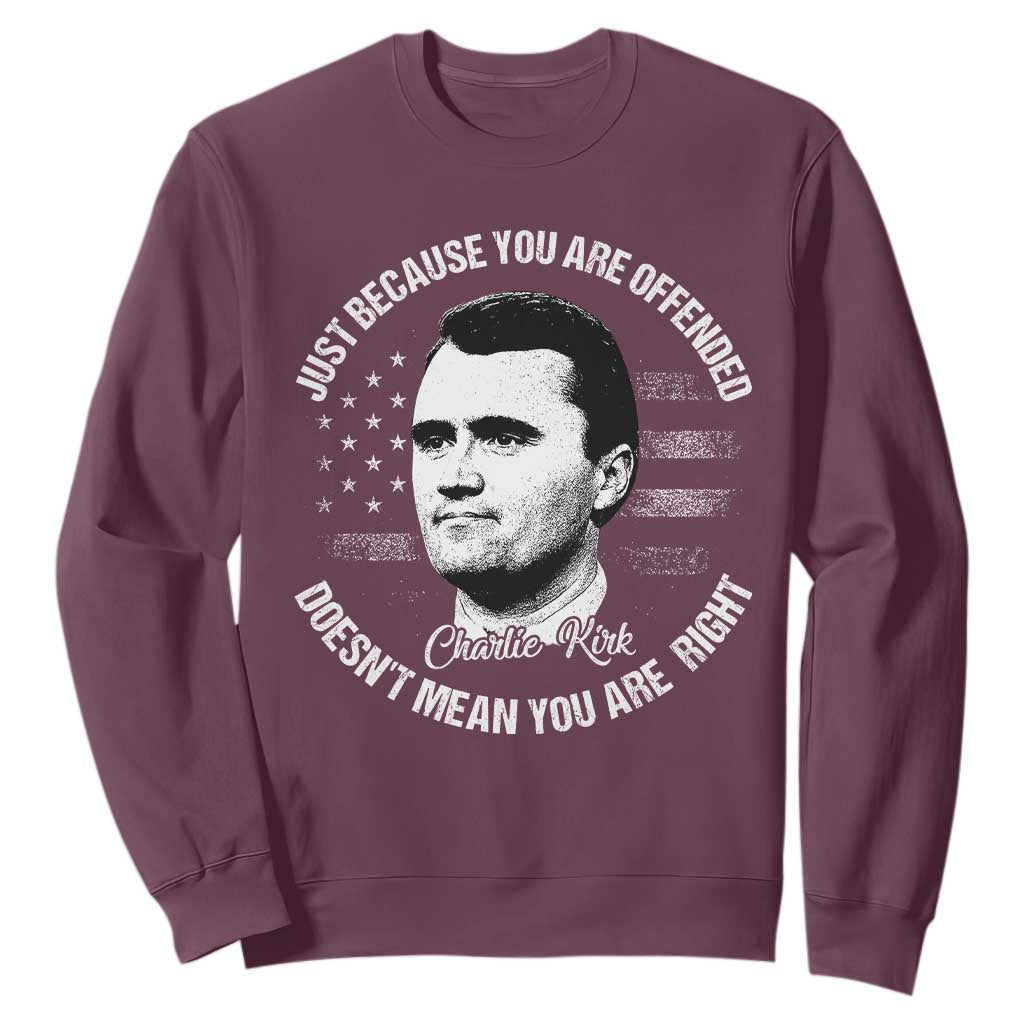 Charlie Kirk Sweatshirt Free Speech Retro USA Flag TS10 Maroon Print Your Wear