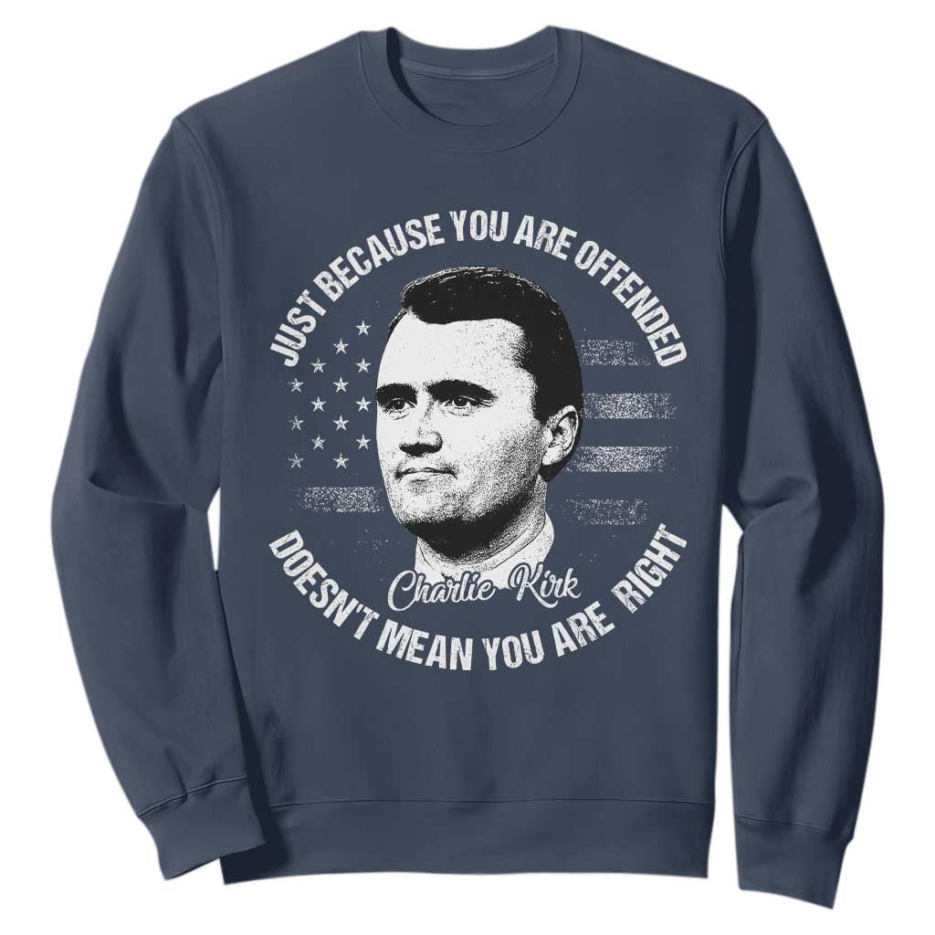 Charlie Kirk Sweatshirt Free Speech Retro USA Flag TS10 Navy Print Your Wear
