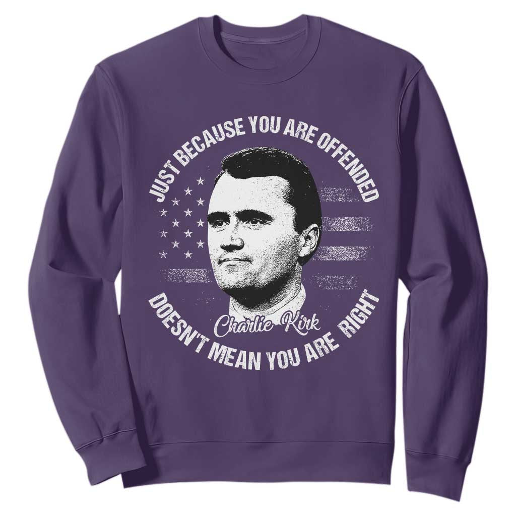 Charlie Kirk Sweatshirt Free Speech Retro USA Flag TS10 Purple Print Your Wear