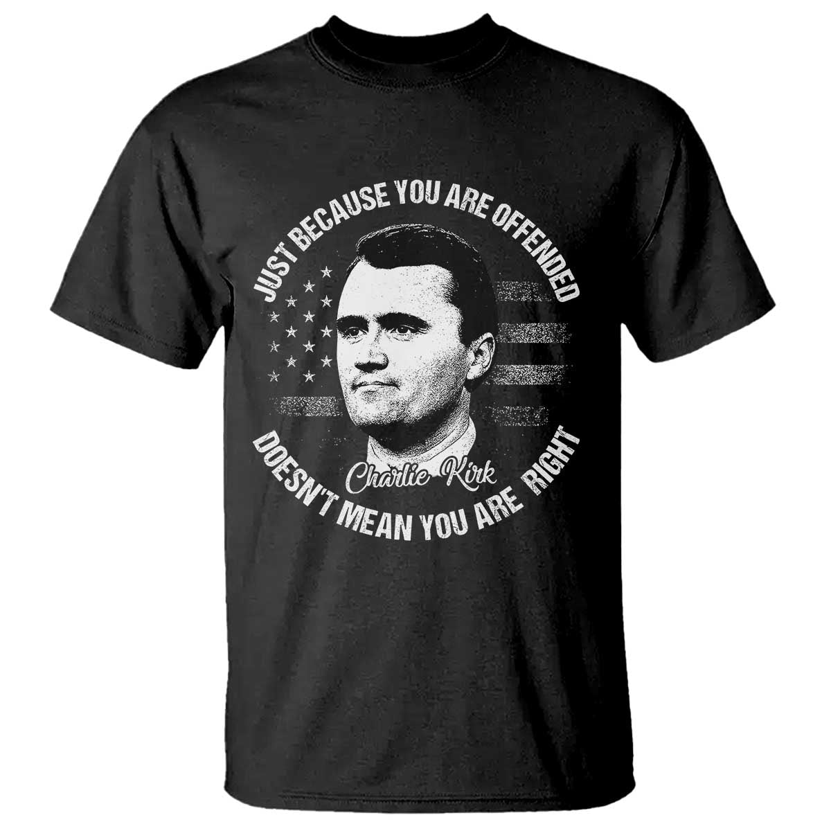 Charlie Kirk T Shirt Free Speech Retro USA Flag TS10 Black Print Your Wear