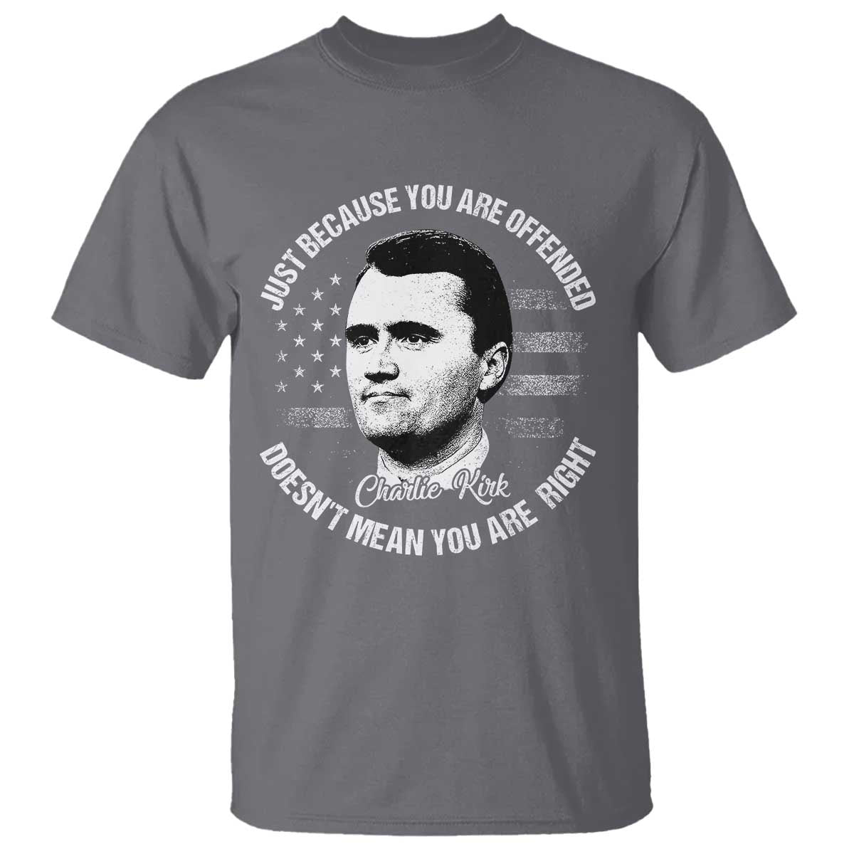 Charlie Kirk T Shirt Free Speech Retro USA Flag TS10 Charcoal Print Your Wear