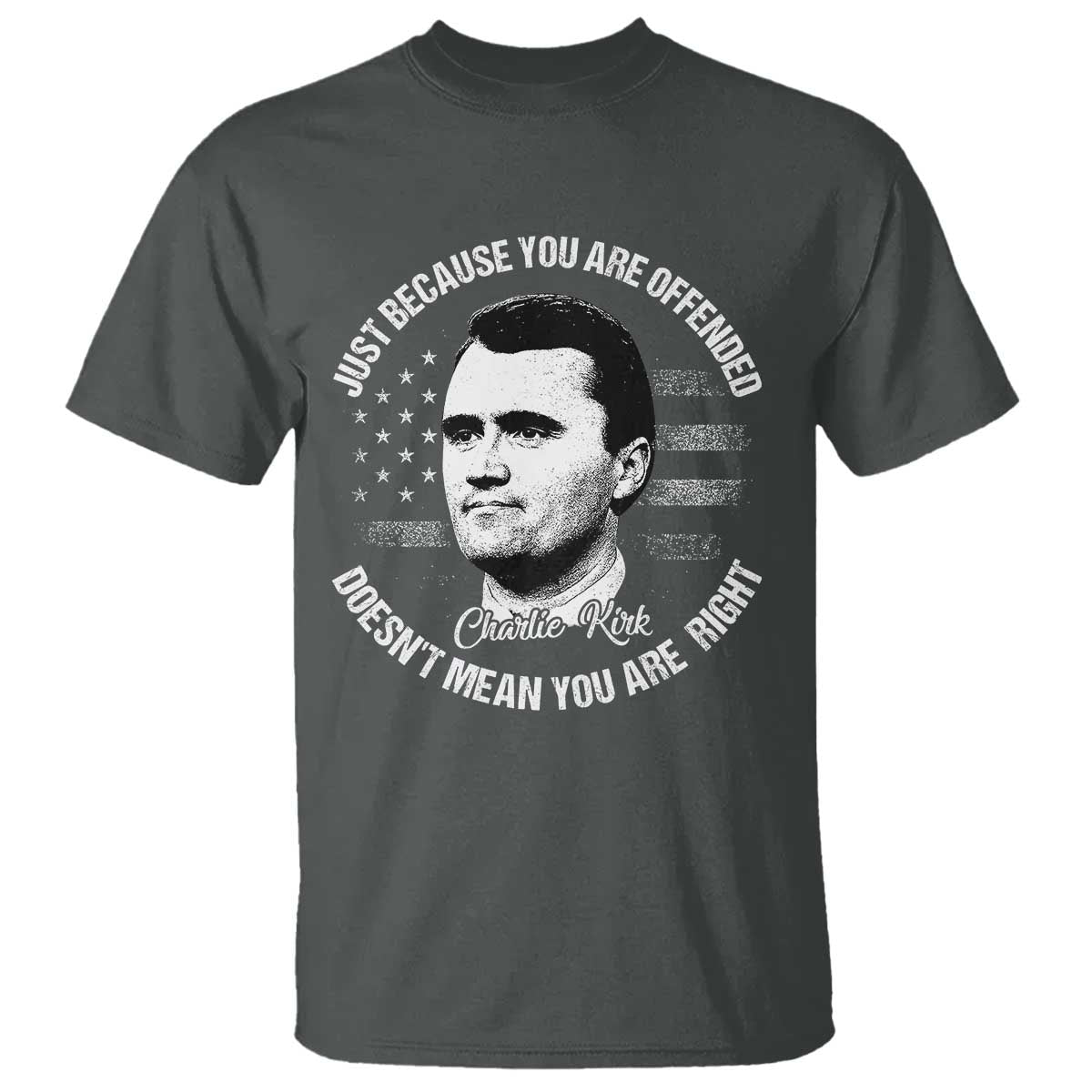 Charlie Kirk T Shirt Free Speech Retro USA Flag TS10 Dark Heather Print Your Wear