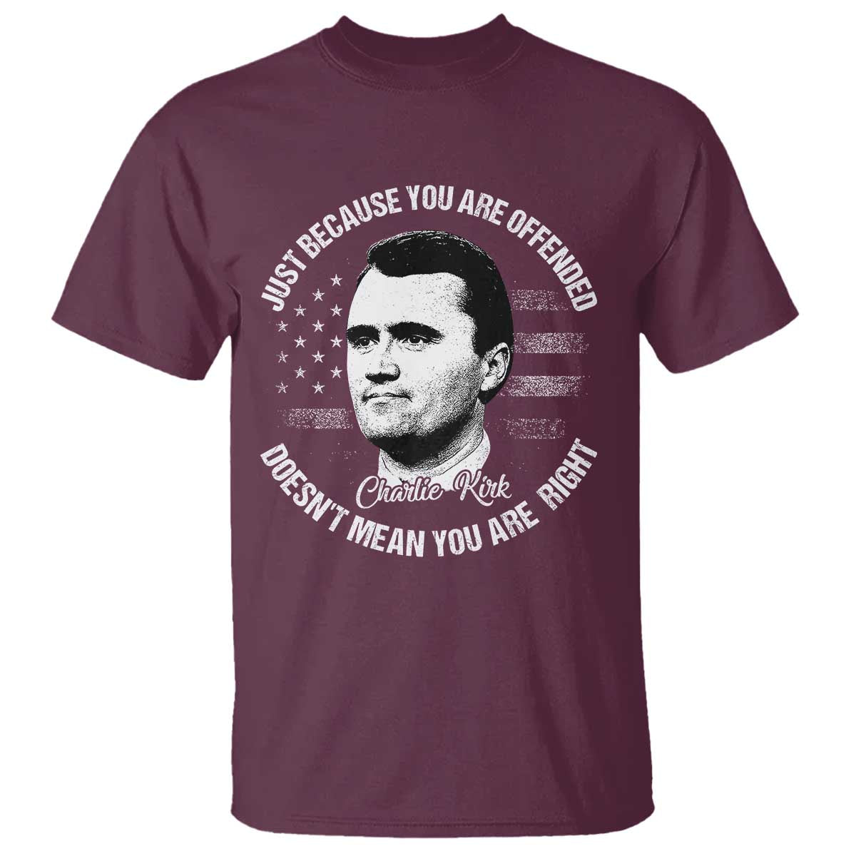 Charlie Kirk T Shirt Free Speech Retro USA Flag TS10 Maroon Print Your Wear