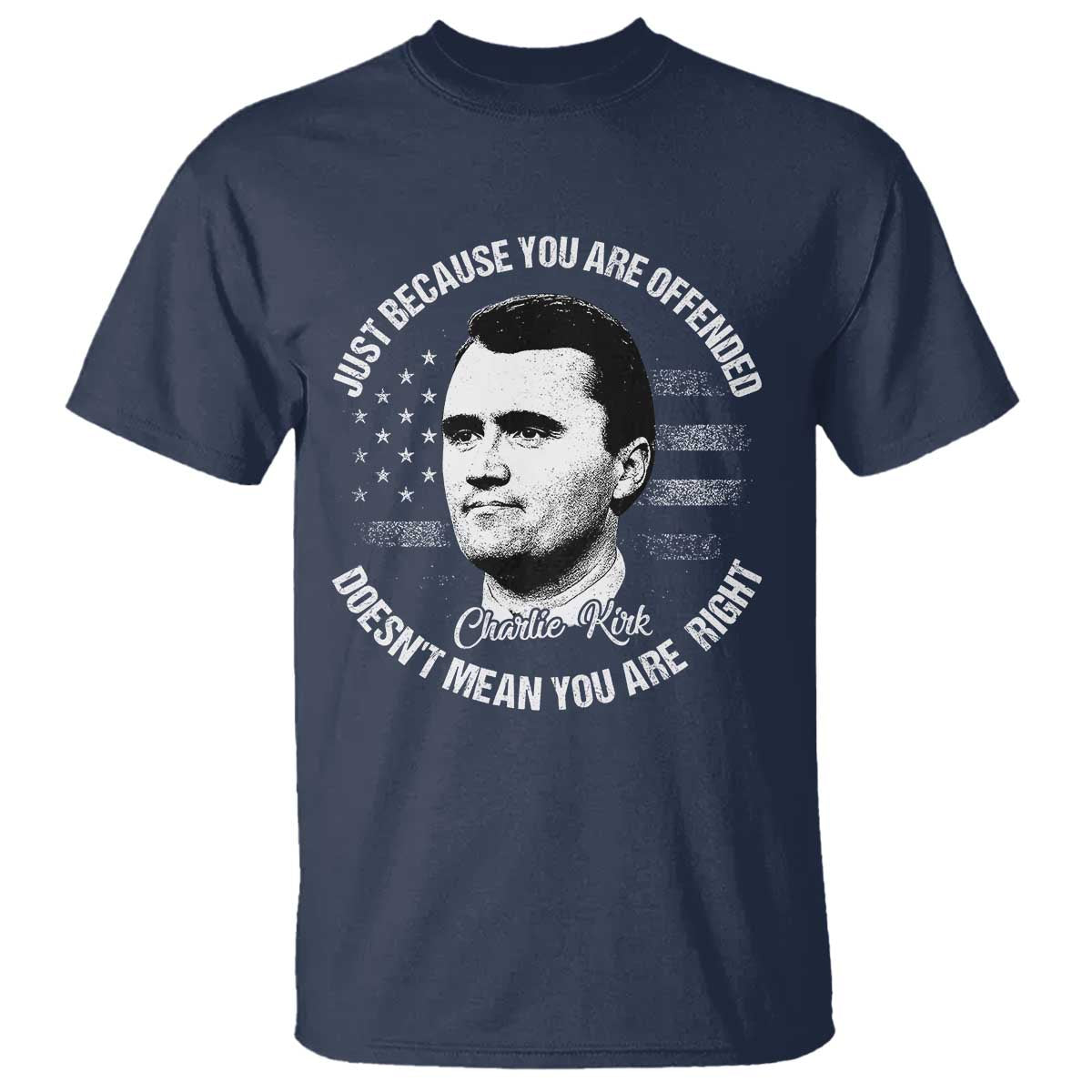 Charlie Kirk T Shirt Free Speech Retro USA Flag TS10 Navy Print Your Wear