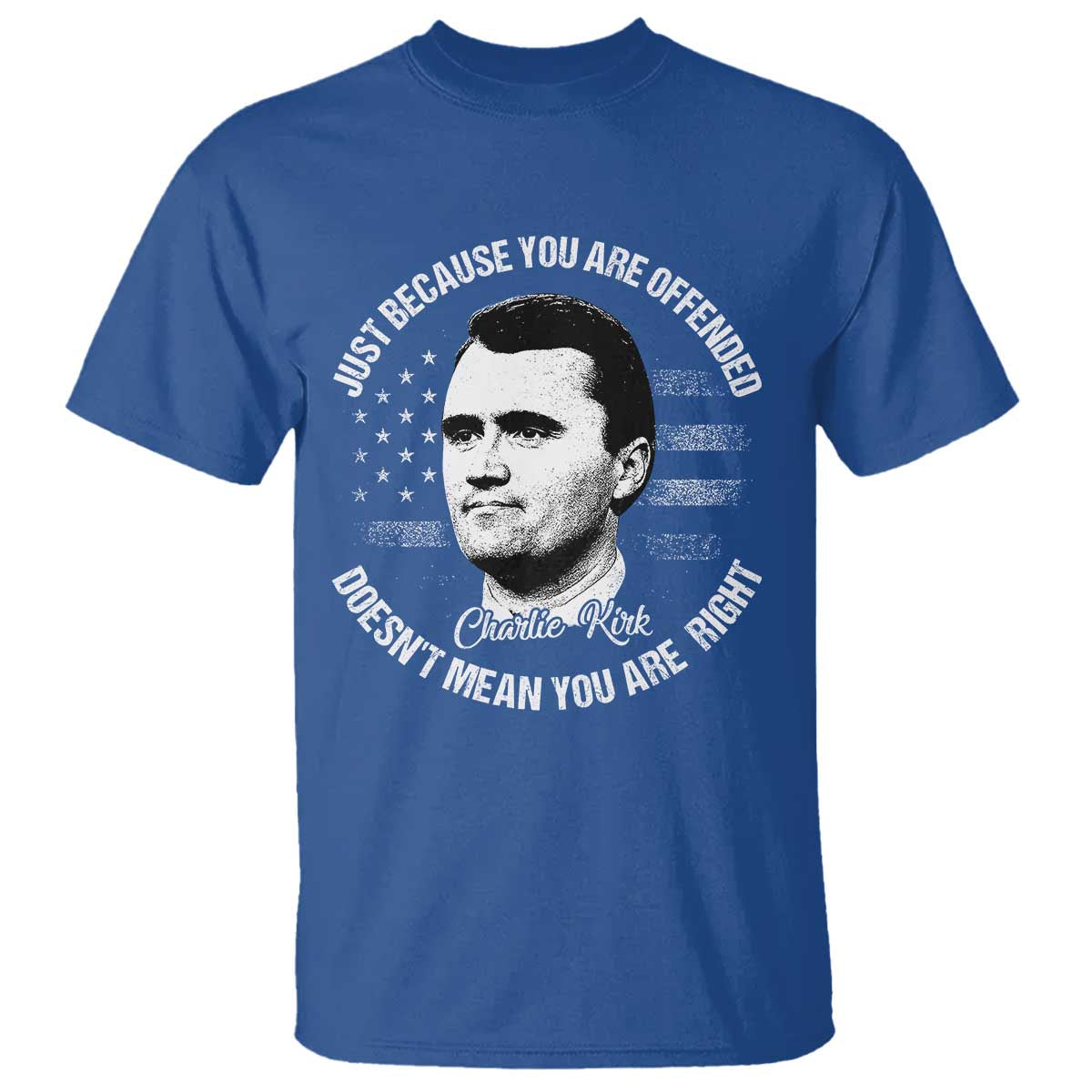 Charlie Kirk T Shirt Free Speech Retro USA Flag TS10 Royal Blue Print Your Wear