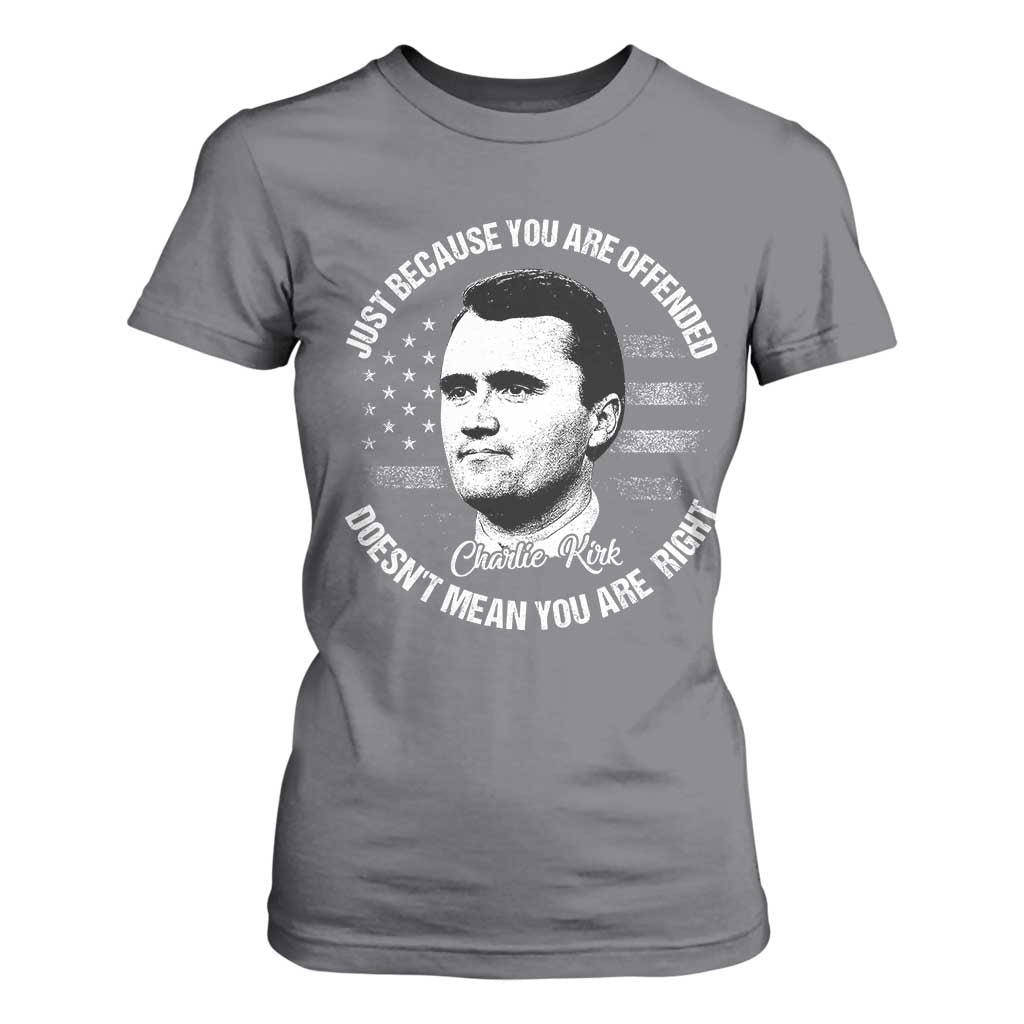 Charlie Kirk T Shirt For Women Free Speech Retro USA Flag TS10 Charcoal Print Your Wear