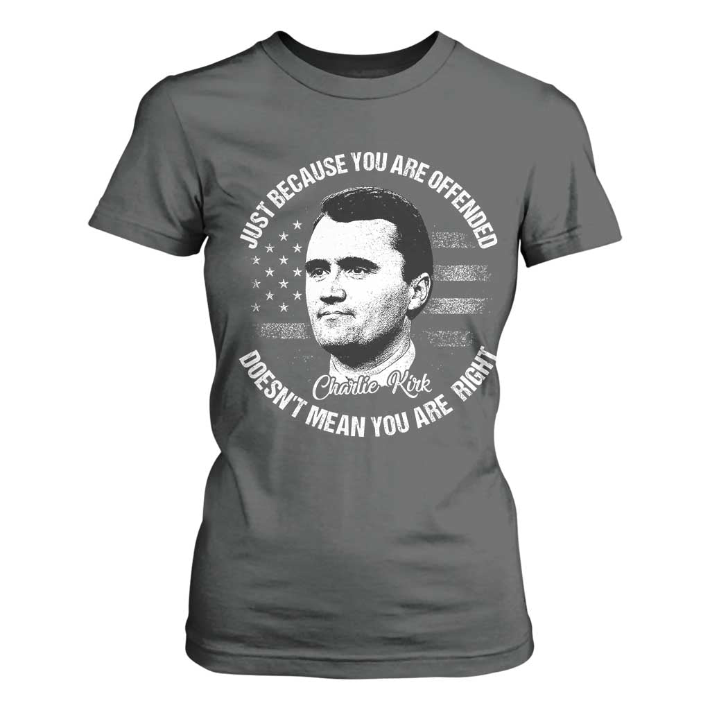 Charlie Kirk T Shirt For Women Free Speech Retro USA Flag TS10 Dark Heather Print Your Wear