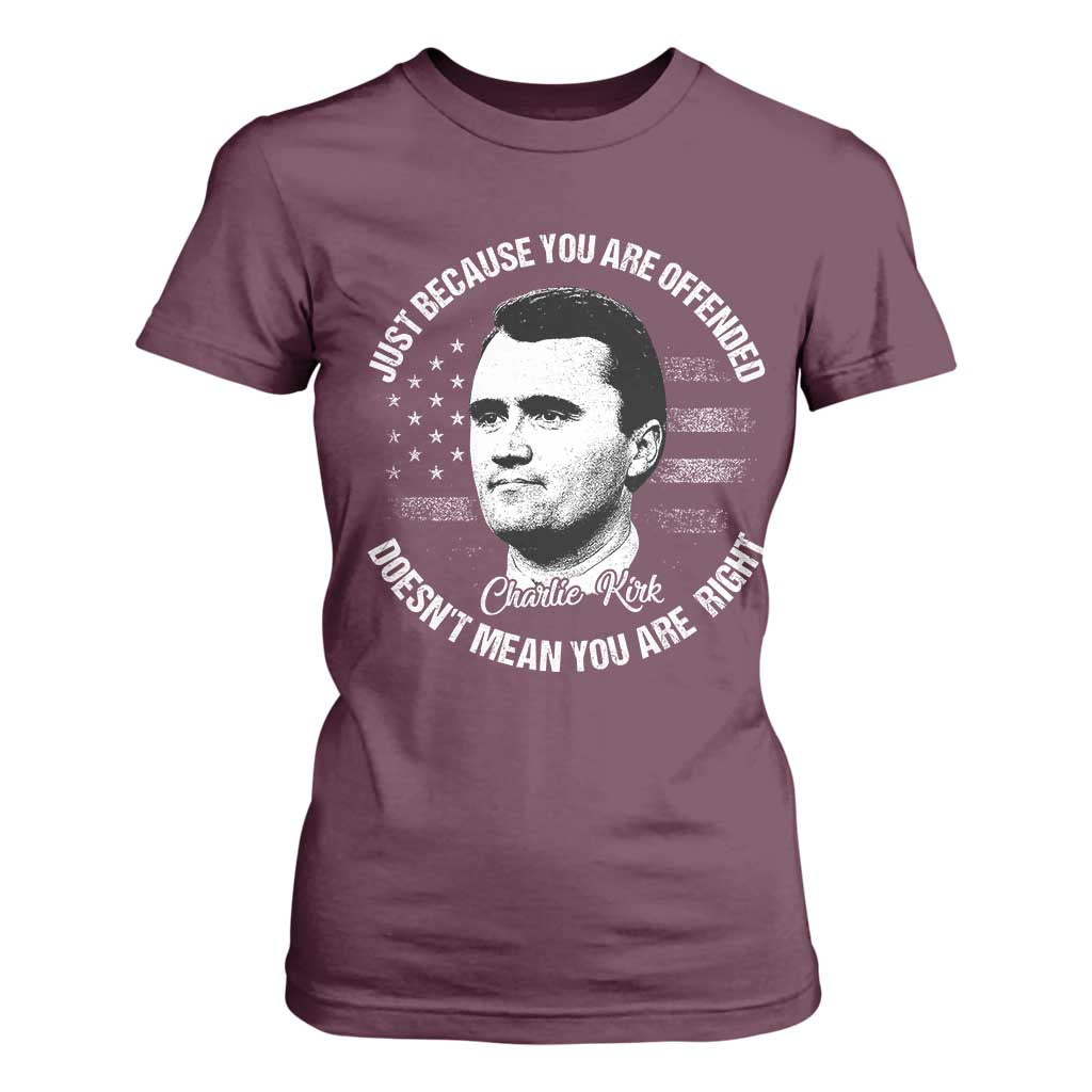 Charlie Kirk T Shirt For Women Free Speech Retro USA Flag TS10 Maroon Print Your Wear