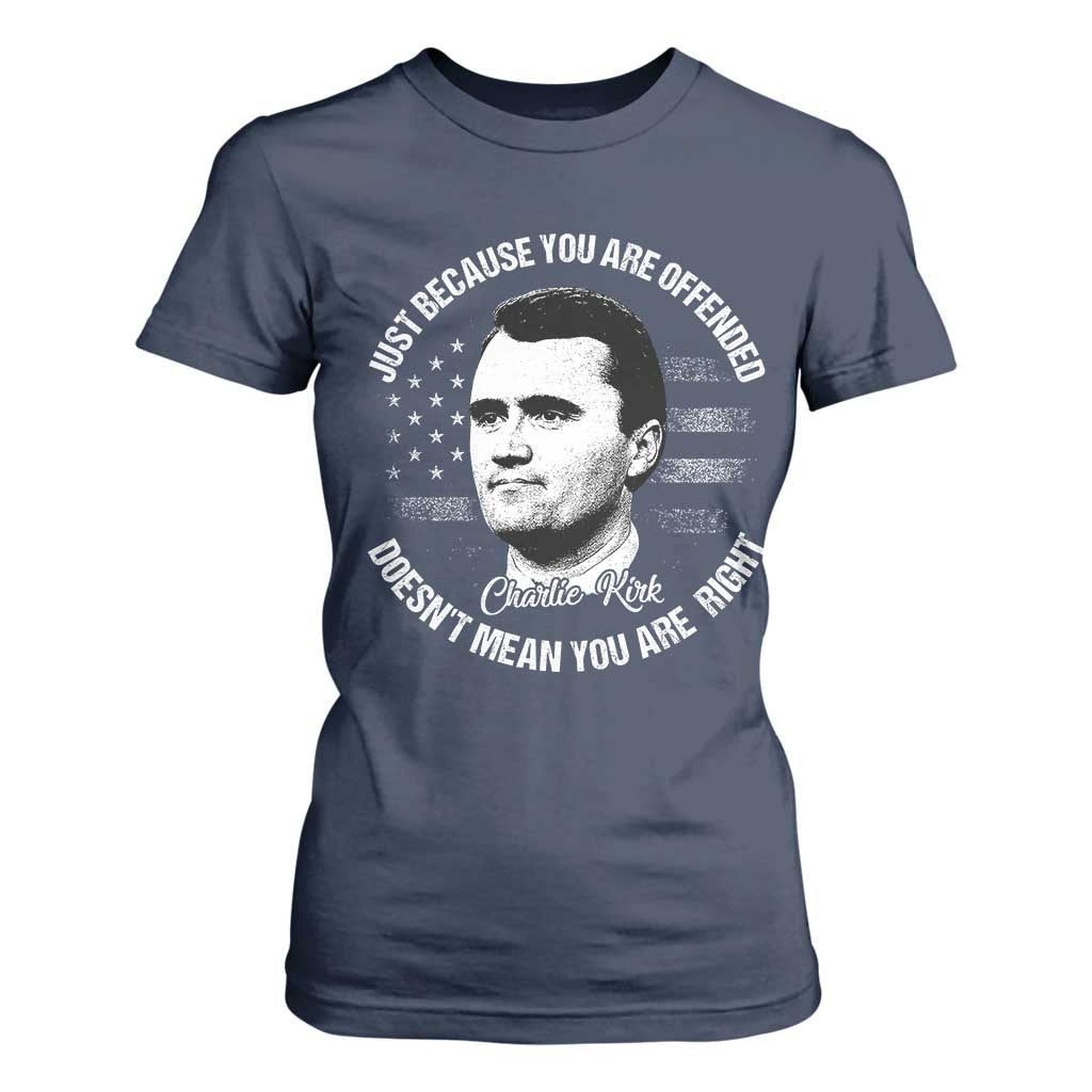 Charlie Kirk T Shirt For Women Free Speech Retro USA Flag TS10 Navy Print Your Wear