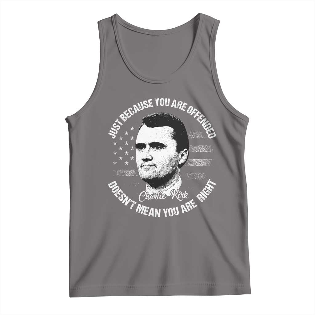 Charlie Kirk Tank Top Free Speech Retro USA Flag TS10 Deep Heather Print Your Wear