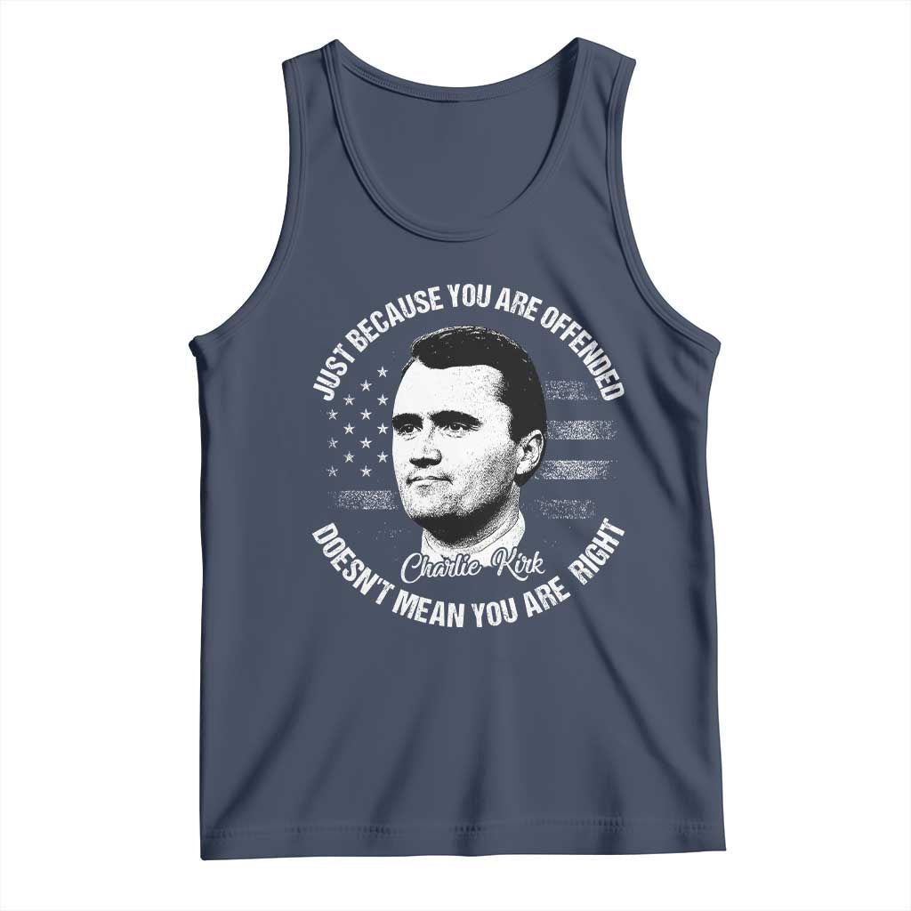 Charlie Kirk Tank Top Free Speech Retro USA Flag TS10 Navy Print Your Wear