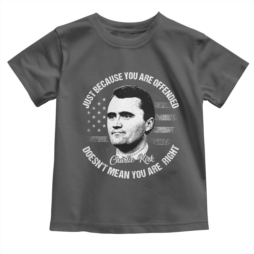 Charlie Kirk Toddler T Shirt Free Speech Retro USA Flag TS10 Dark Heather Print Your Wear