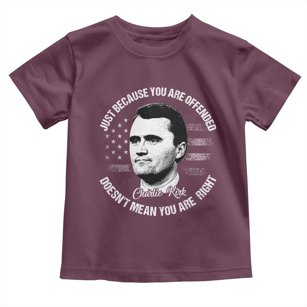 Charlie Kirk Toddler T Shirt Free Speech Retro USA Flag TS10 Maroon Print Your Wear