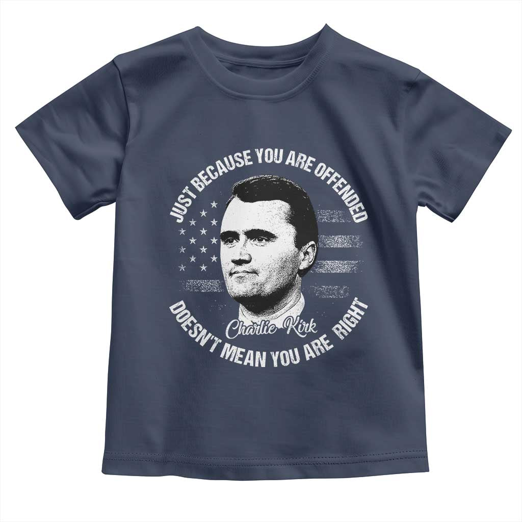Charlie Kirk Toddler T Shirt Free Speech Retro USA Flag TS10 Navy Print Your Wear