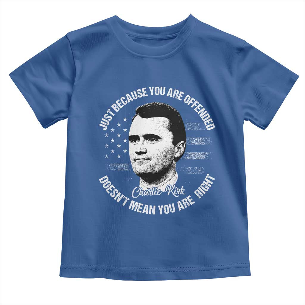 Charlie Kirk Toddler T Shirt Free Speech Retro USA Flag TS10 Royal Blue Print Your Wear