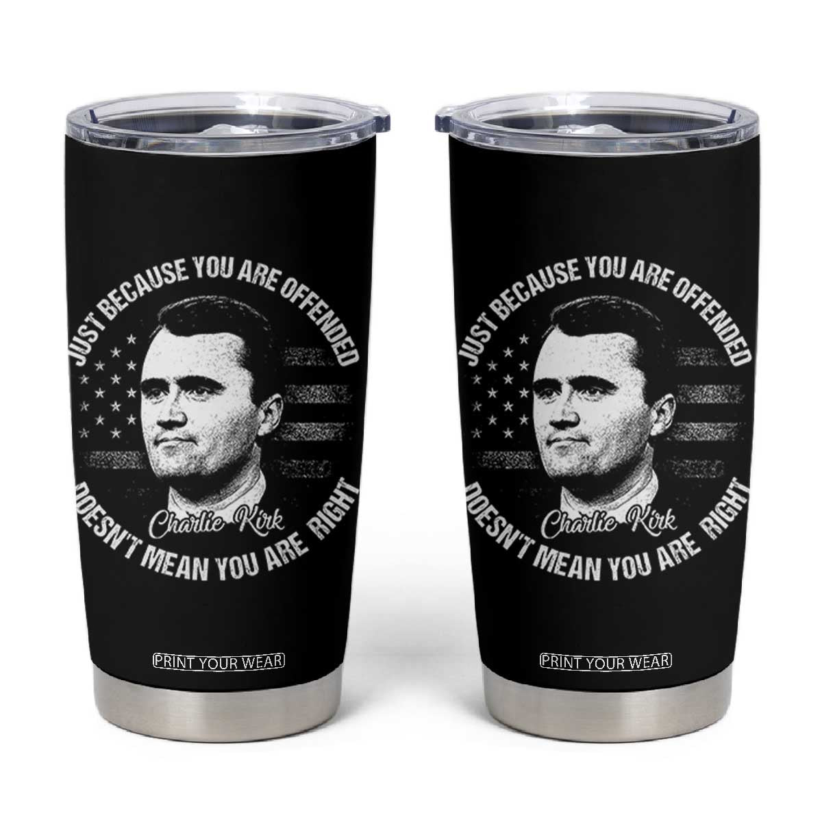 Charlie Kirk Tumbler Cup Free Speech Retro USA Flag TS10 Black Print Your Wear