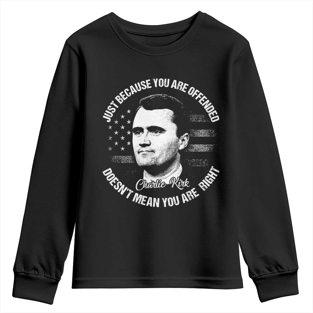 Charlie Kirk Youth Sweatshirt Free Speech Retro USA Flag TS10 Black Print Your Wear
