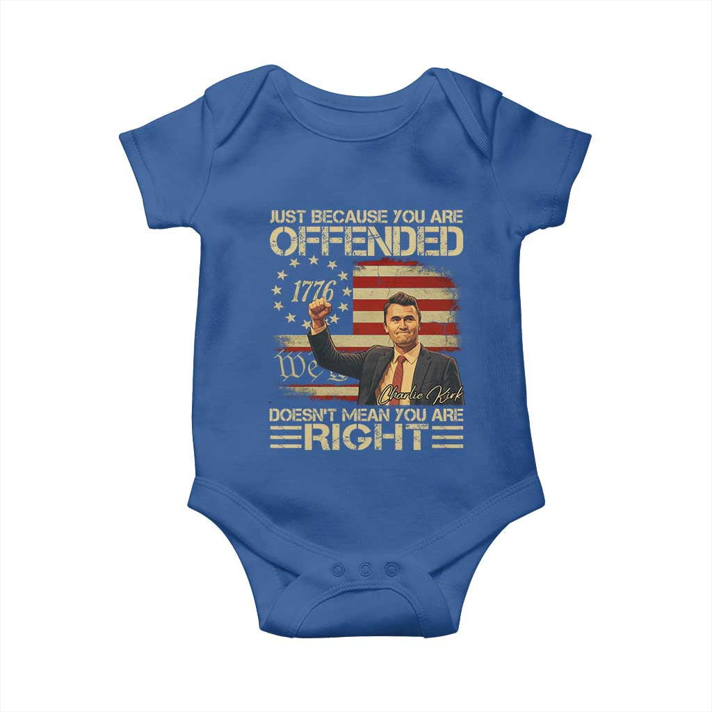 Charlie Kirk Memorial Baby Onesie Freedom Commemorative USA Flag Tribute TS10 Royal Blue Print Your Wear