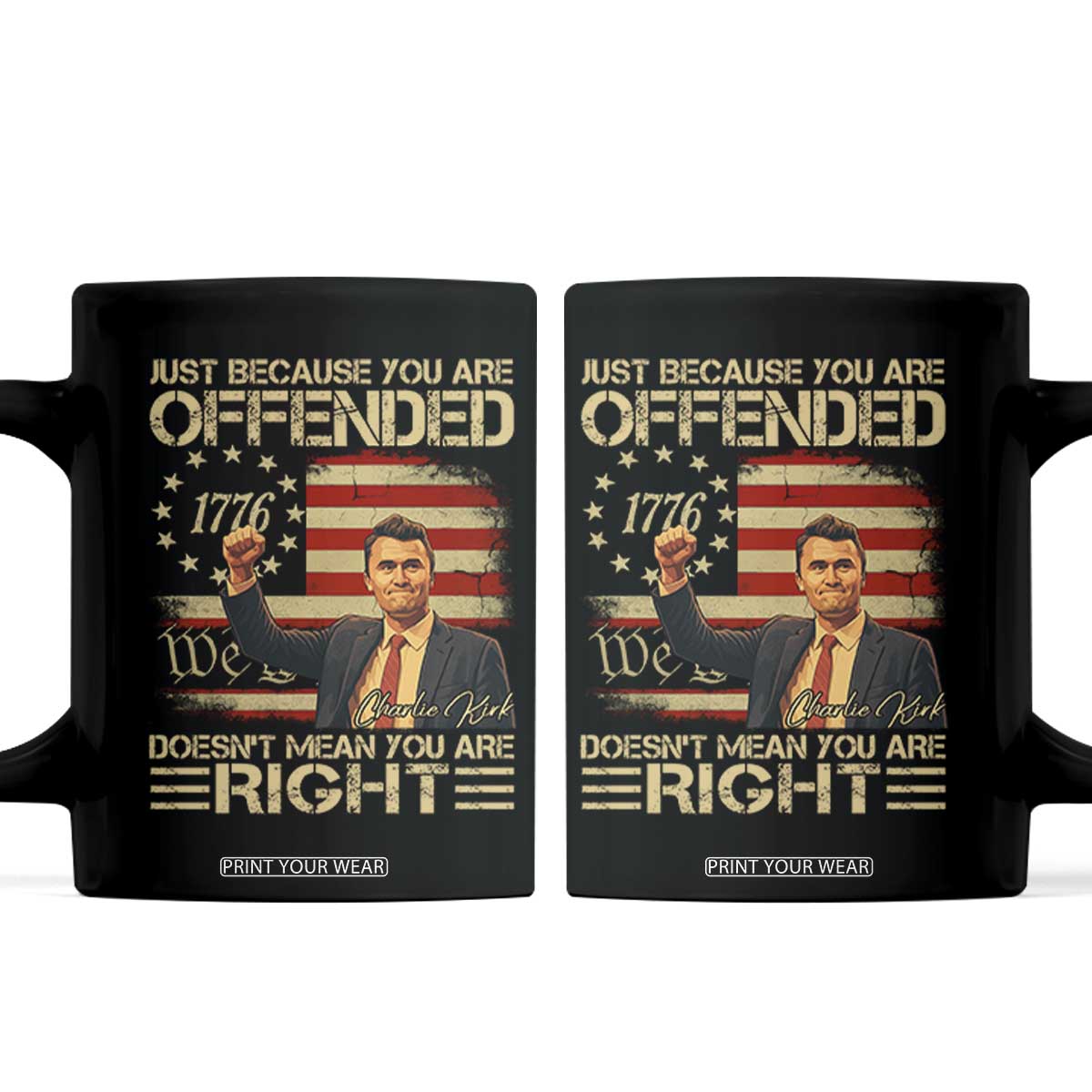 Charlie Kirk Memorial Coffee Mug Freedom Commemorative USA Flag Tribute TS10 Black Print Your Wear