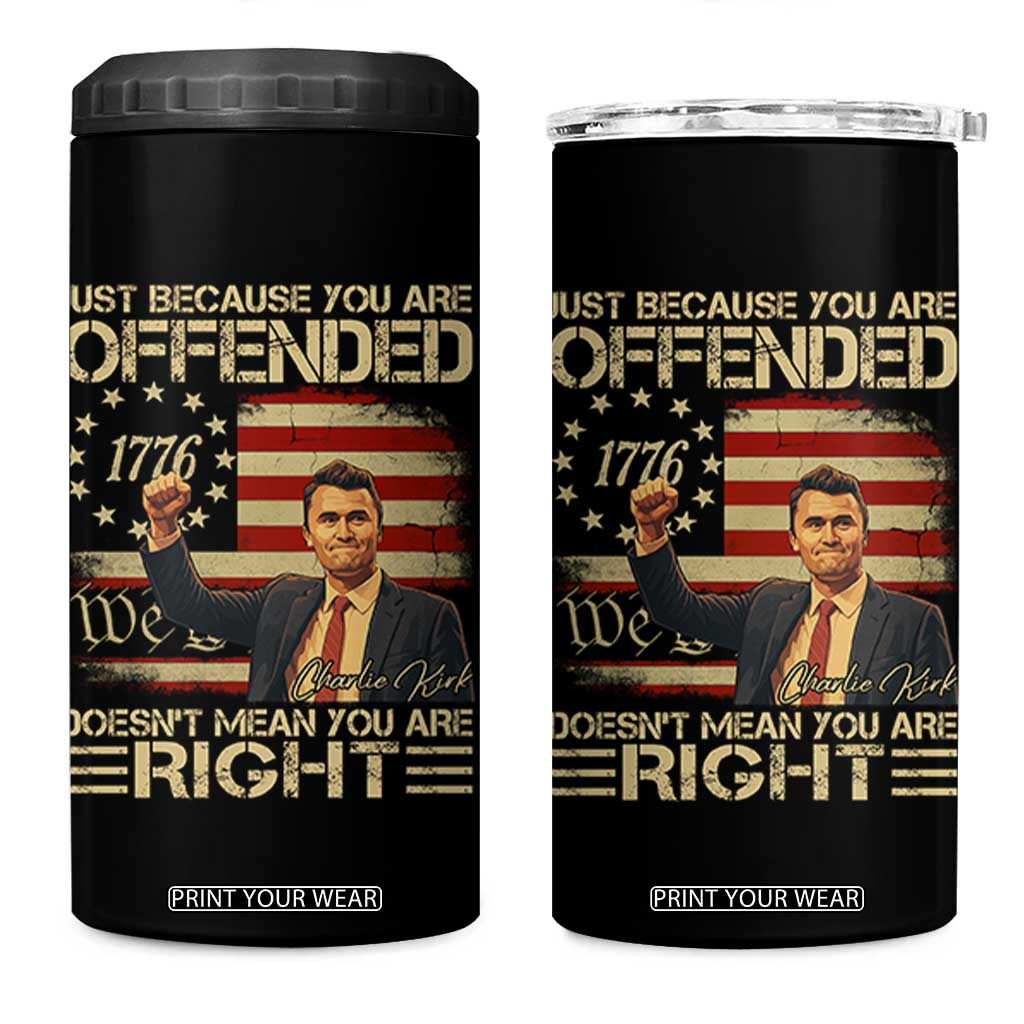 Charlie Kirk Memorial 4 in 1 Can Cooler Tumbler Freedom Commemorative USA Flag Tribute TS10 One Size: 16 oz Black Print Your Wear