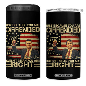 Charlie Kirk Memorial 4 in 1 Can Cooler Tumbler Freedom Commemorative USA Flag Tribute TS10 One Size: 16 oz Black Print Your Wear