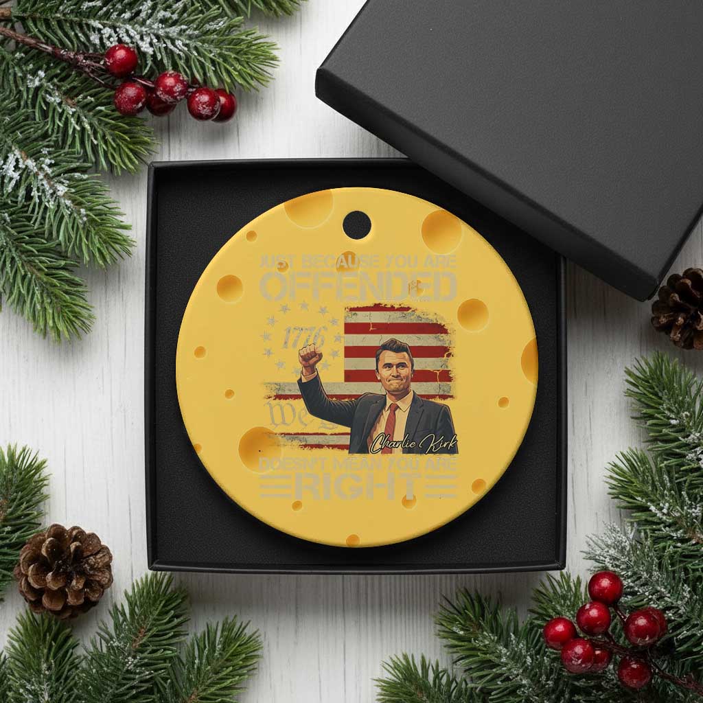 Charlie Kirk Memorial Ceramic Ornament Freedom Commemorative USA Flag Tribute TS10 1pc Yellow Cheese Print Your Wear