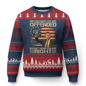 Charlie Kirk Memorial Ugly Christmas Sweater Freedom Commemorative USA Flag Tribute TS10 Navy Red Print Your Wear