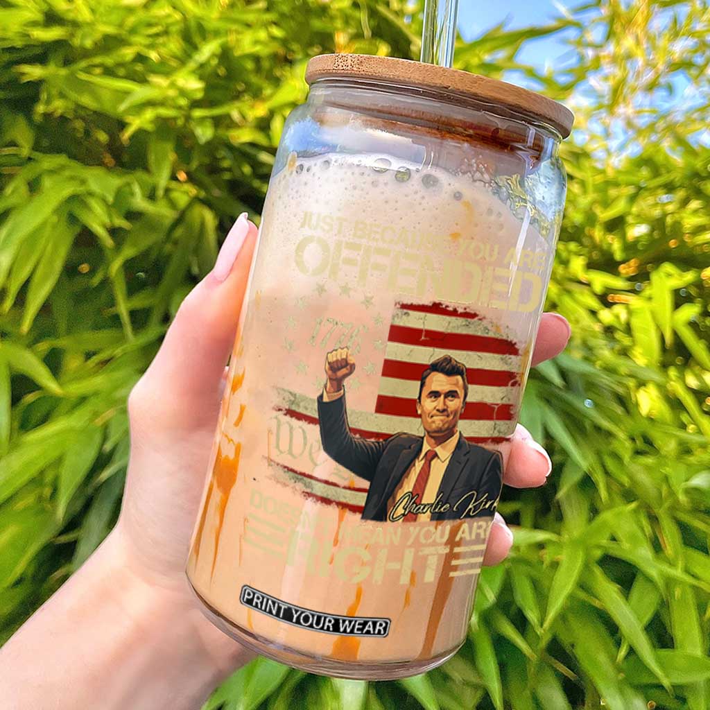 Charlie Kirk Memorial Glass Can Freedom Commemorative USA Flag Tribute TS10 Black Print Your Wear