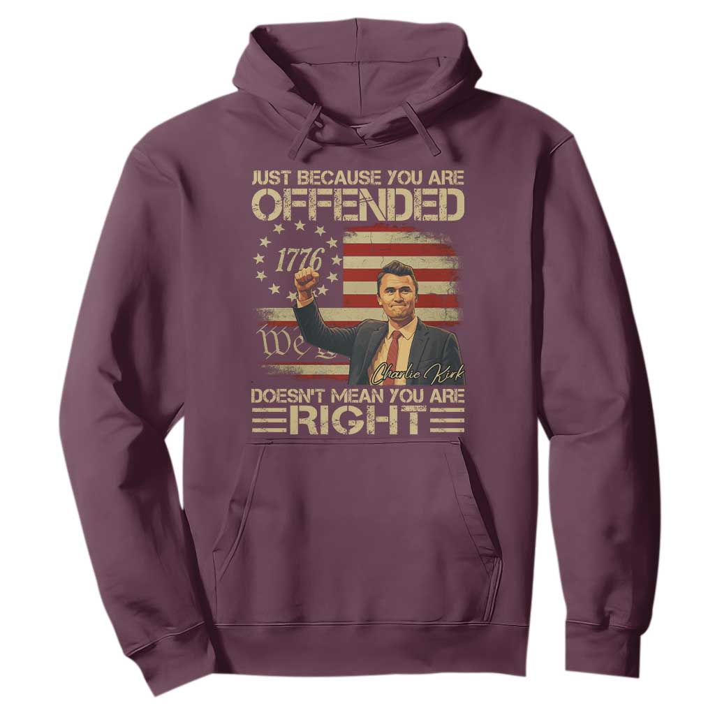 Charlie Kirk Memorial Hoodie Freedom Commemorative USA Flag Tribute TS10 Maroon Print Your Wear