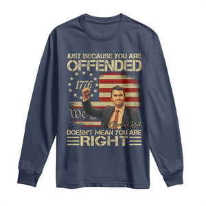 Charlie Kirk Memorial Long Sleeve Shirt Freedom Commemorative USA Flag Tribute TS10 Navy Print Your Wear