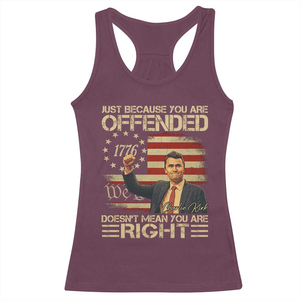 Charlie Kirk Memorial Racerback Tank Top Freedom Commemorative USA Flag Tribute TS10 Maroon Print Your Wear