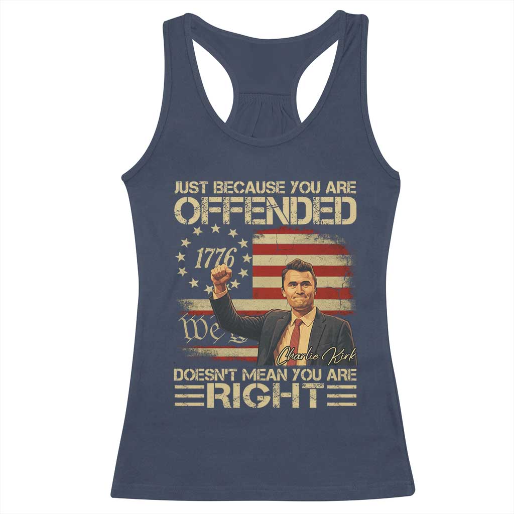Charlie Kirk Memorial Racerback Tank Top Freedom Commemorative USA Flag Tribute TS10 Navy Print Your Wear