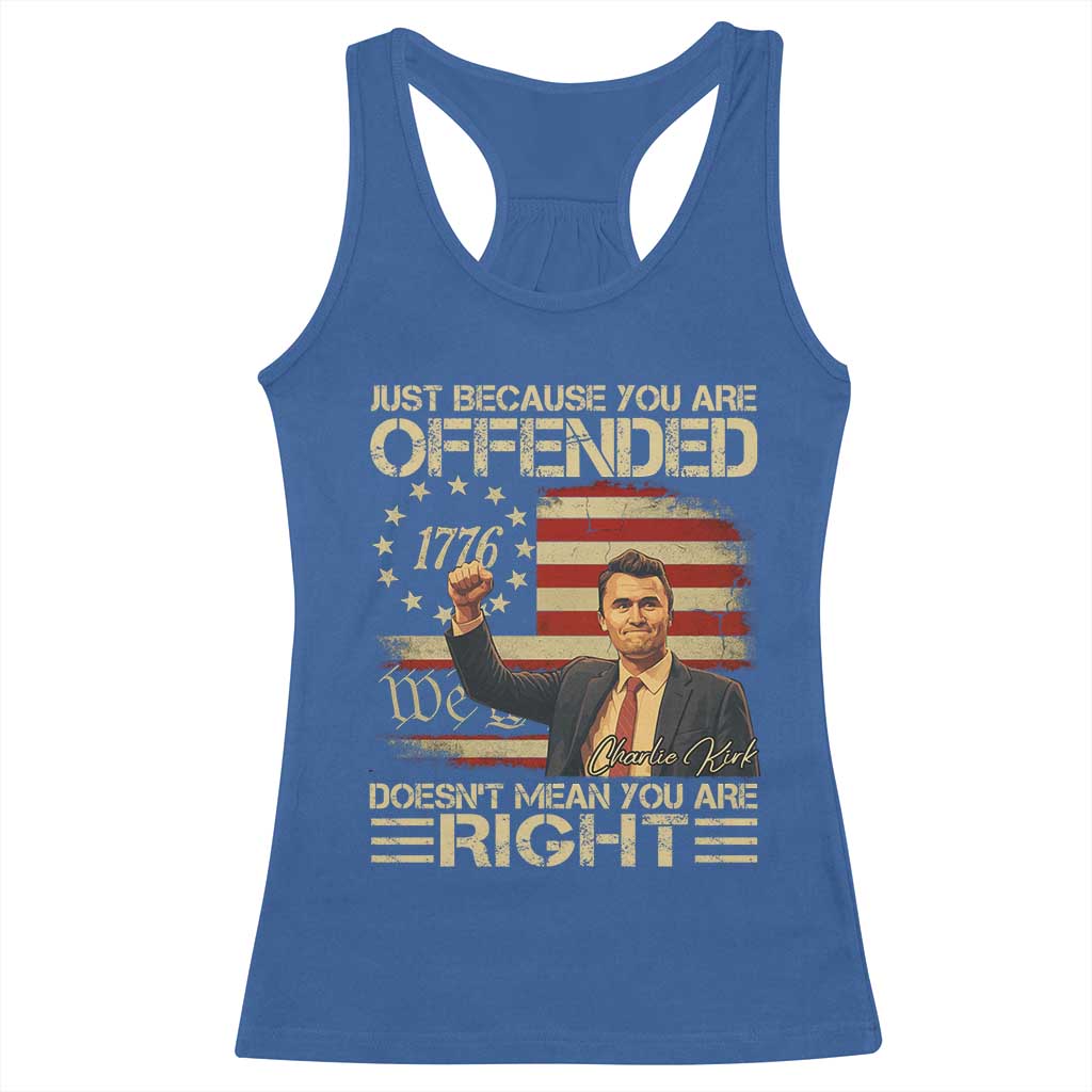 Charlie Kirk Memorial Racerback Tank Top Freedom Commemorative USA Flag Tribute TS10 Royal Blue Print Your Wear