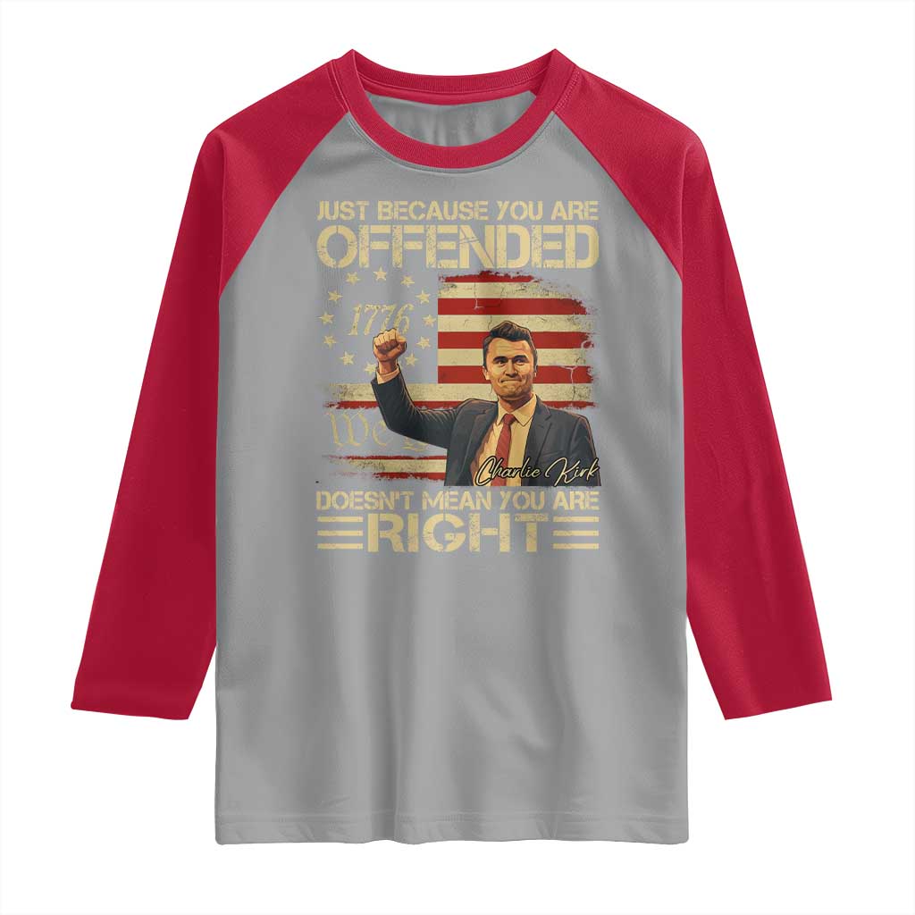 Charlie Kirk Memorial Raglan Shirt Freedom Commemorative USA Flag Tribute TS10 Sport Gray Red Print Your Wear