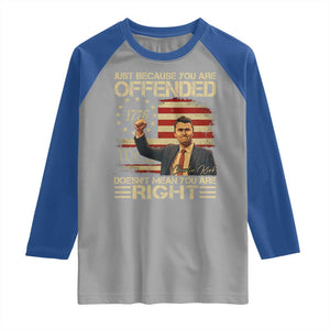 Charlie Kirk Memorial Raglan Shirt Freedom Commemorative USA Flag Tribute TS10 Sport Gray Royal Print Your Wear