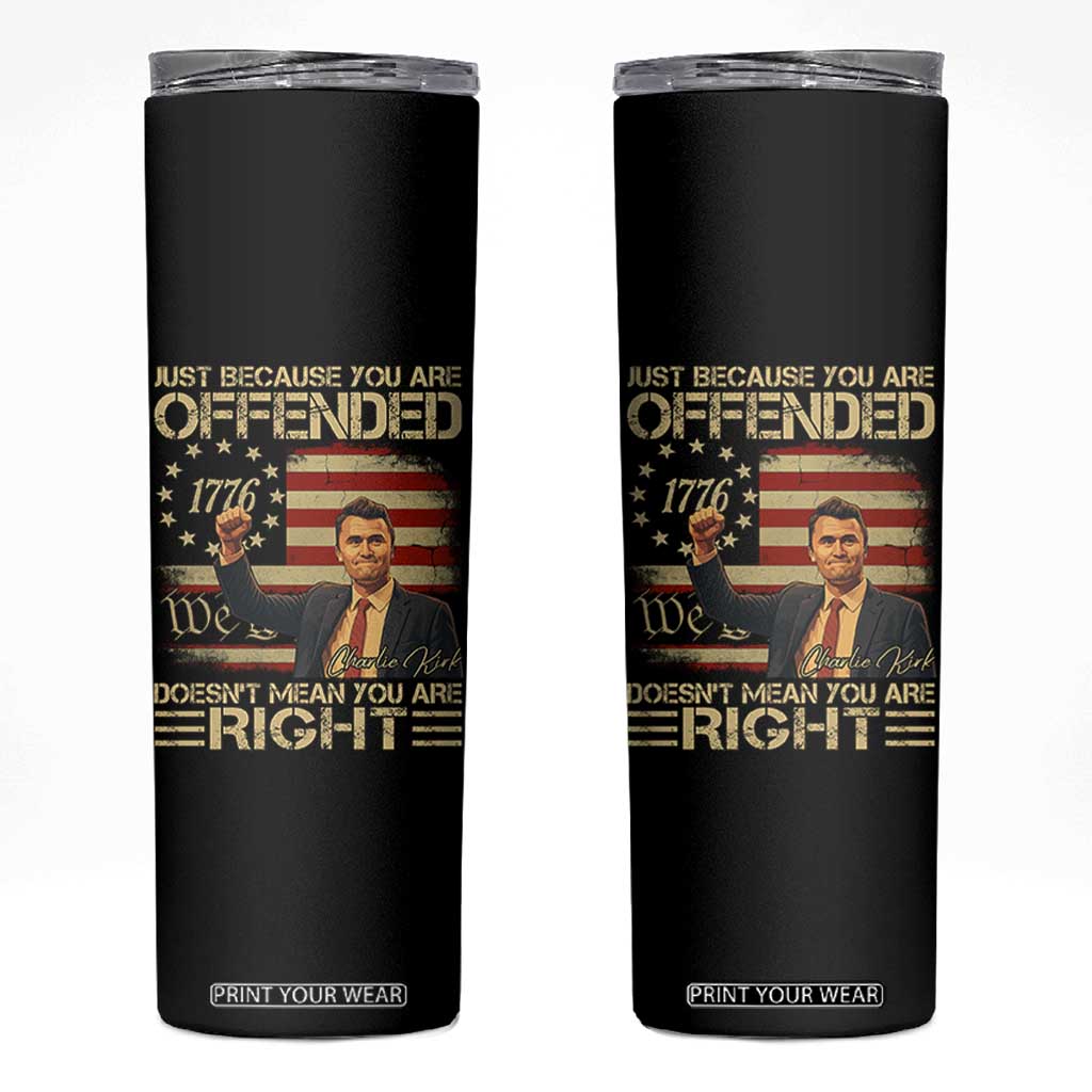 Charlie Kirk Memorial Skinny Tumbler Freedom Commemorative USA Flag Tribute TS10 Black Print Your Wear