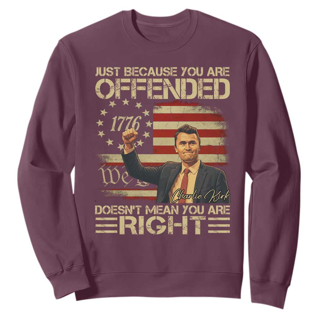 Charlie Kirk Memorial Sweatshirt Freedom Commemorative USA Flag Tribute TS10 Maroon Print Your Wear