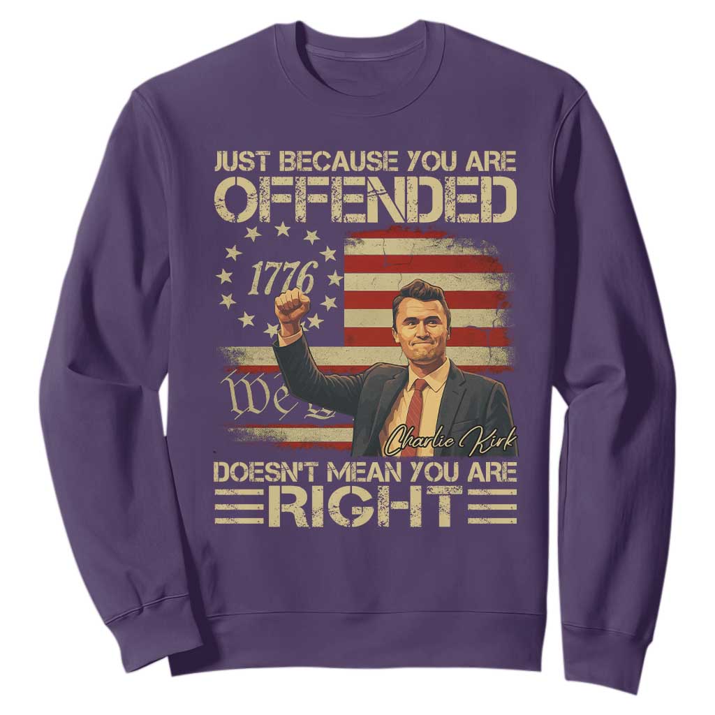 Charlie Kirk Memorial Sweatshirt Freedom Commemorative USA Flag Tribute TS10 Purple Print Your Wear