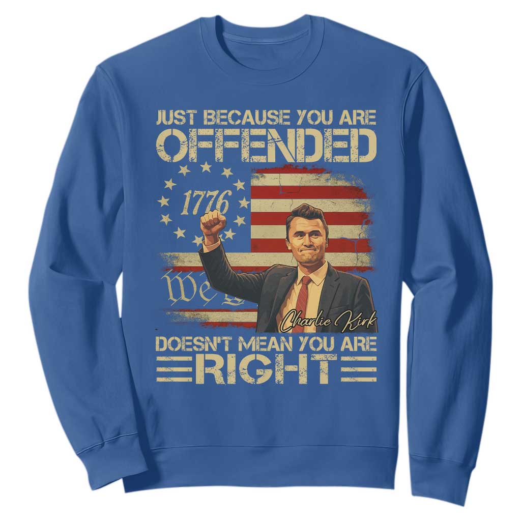 Charlie Kirk Memorial Sweatshirt Freedom Commemorative USA Flag Tribute TS10 Royal Blue Print Your Wear