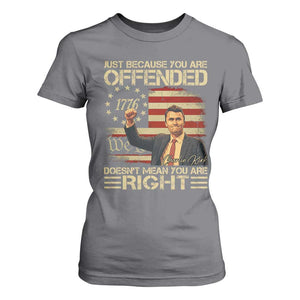 Charlie Kirk Memorial T Shirt For Women Freedom Commemorative USA Flag Tribute TS10 Charcoal Print Your Wear