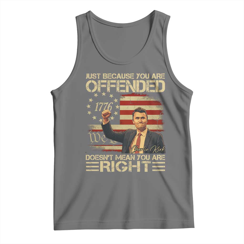 Charlie Kirk Memorial Tank Top Freedom Commemorative USA Flag Tribute TS10 Black Heather Print Your Wear