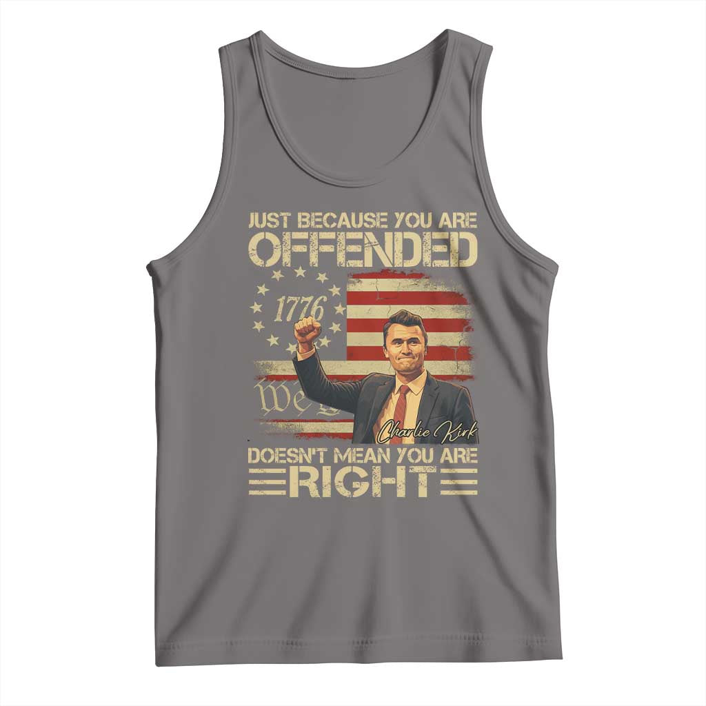 Charlie Kirk Memorial Tank Top Freedom Commemorative USA Flag Tribute TS10 Deep Heather Print Your Wear