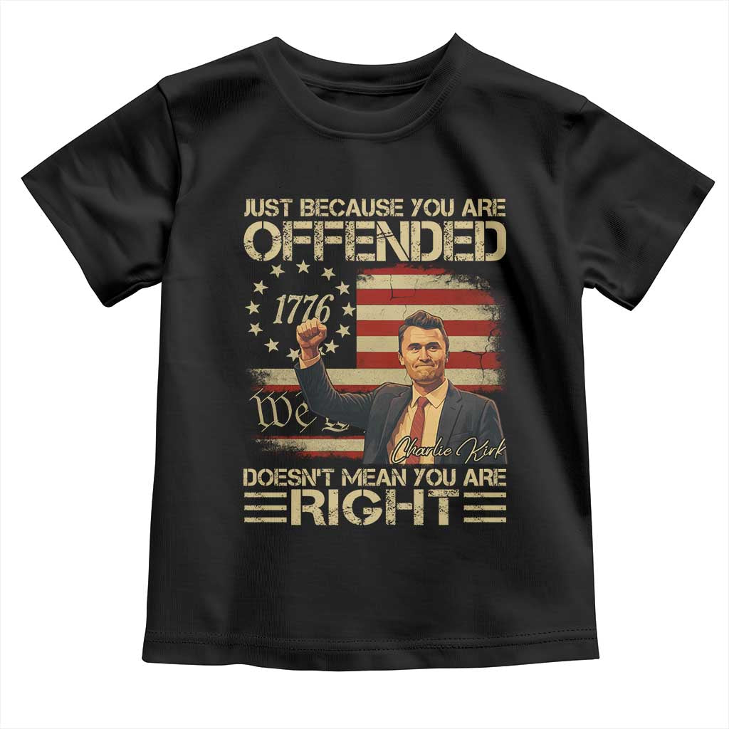 Charlie Kirk Memorial Toddler T Shirt Freedom Commemorative USA Flag Tribute TS10 Black Print Your Wear