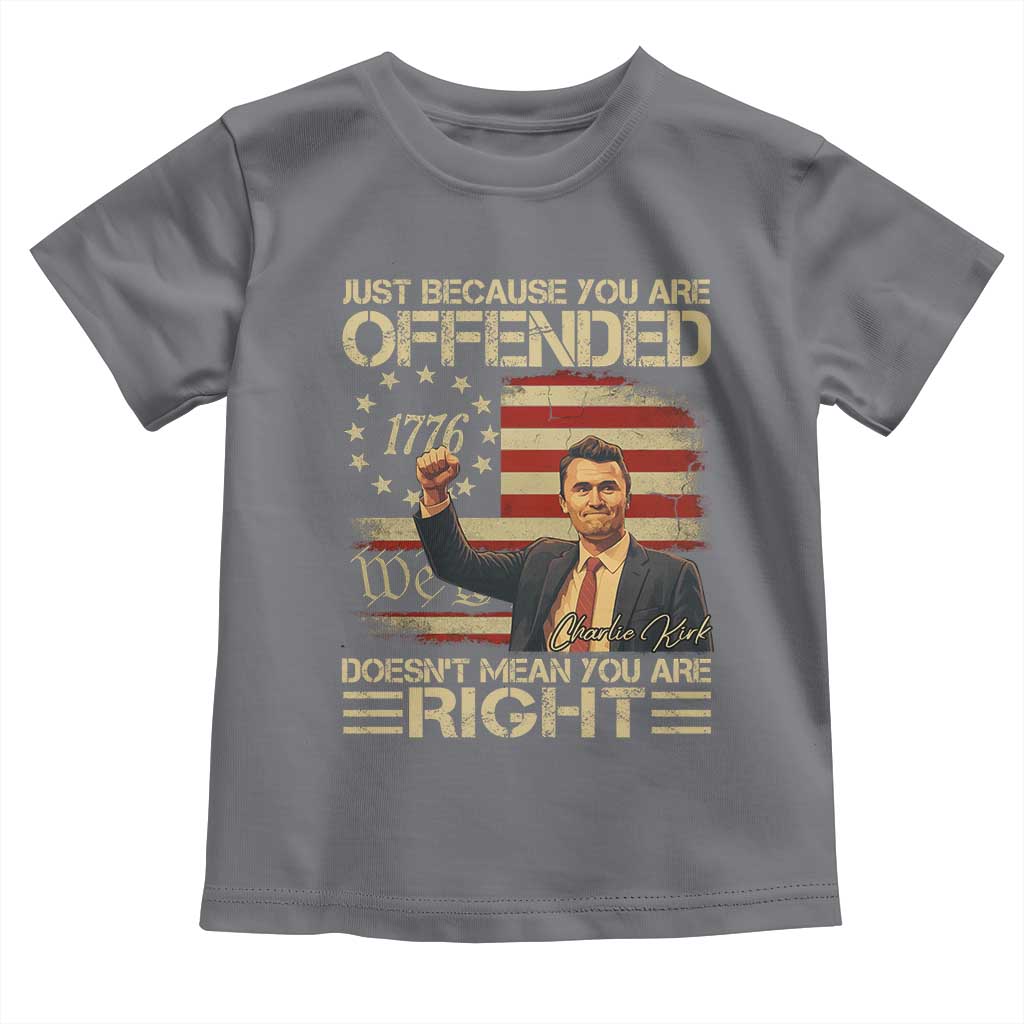 Charlie Kirk Memorial Toddler T Shirt Freedom Commemorative USA Flag Tribute TS10 Charcoal Print Your Wear