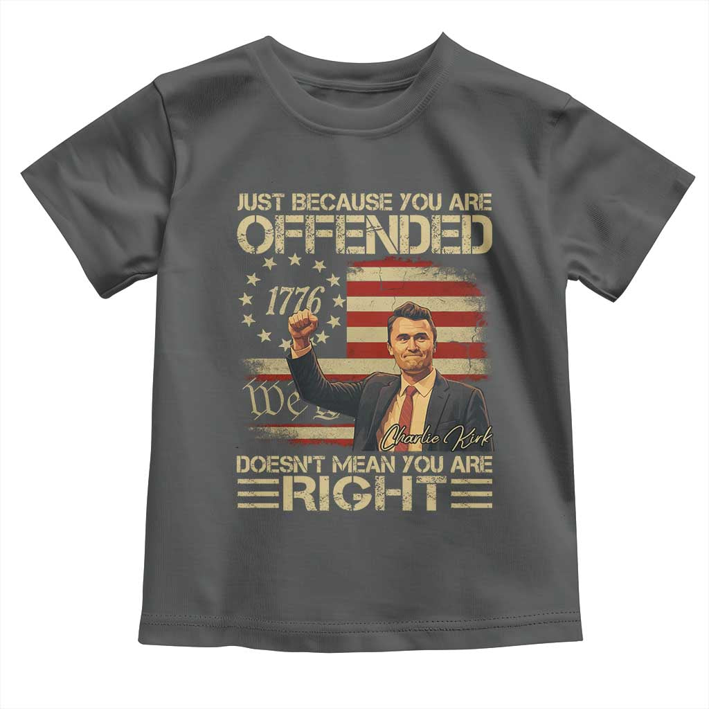 Charlie Kirk Memorial Toddler T Shirt Freedom Commemorative USA Flag Tribute TS10 Dark Heather Print Your Wear