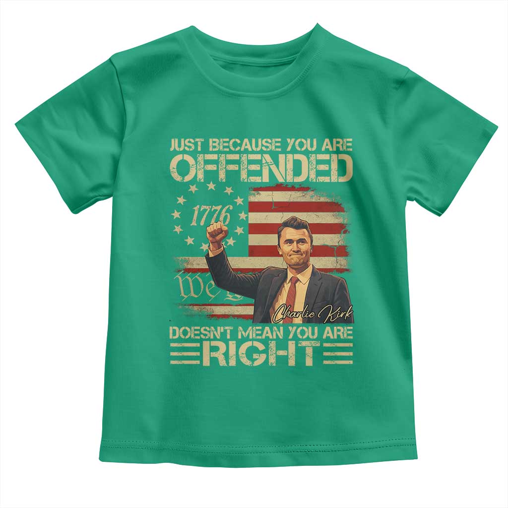 Charlie Kirk Memorial Toddler T Shirt Freedom Commemorative USA Flag Tribute TS10 Irish Green Print Your Wear