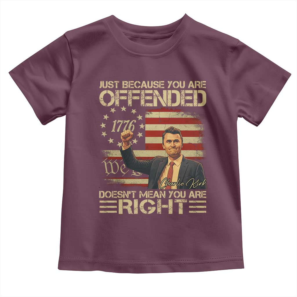 Charlie Kirk Memorial Toddler T Shirt Freedom Commemorative USA Flag Tribute TS10 Maroon Print Your Wear